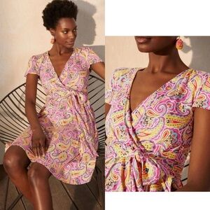 Boden Evangeline Stretch Jersey Faux Wrap Dress Party Pink Size 14